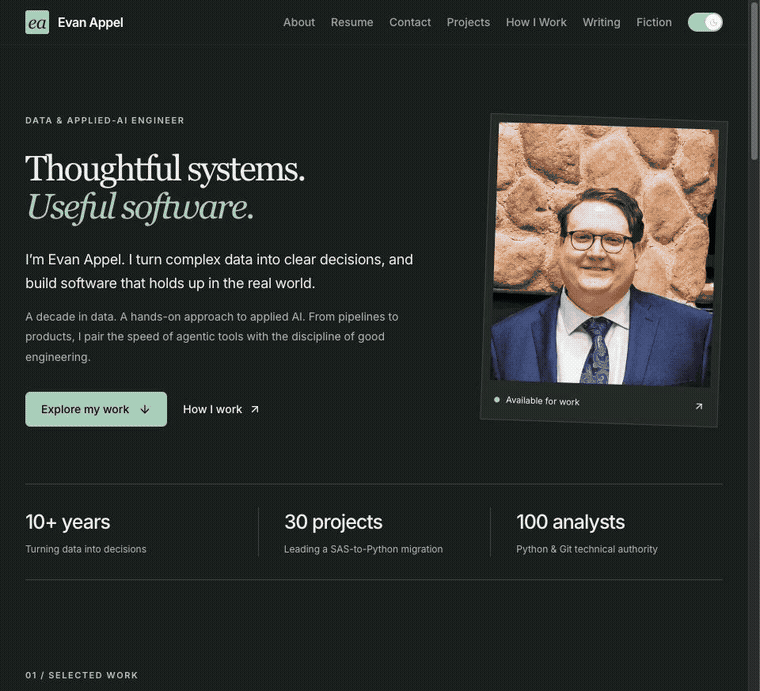 Screenshot of enki: Personal Website